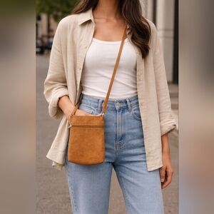 Tan Suede Crossbody Bag